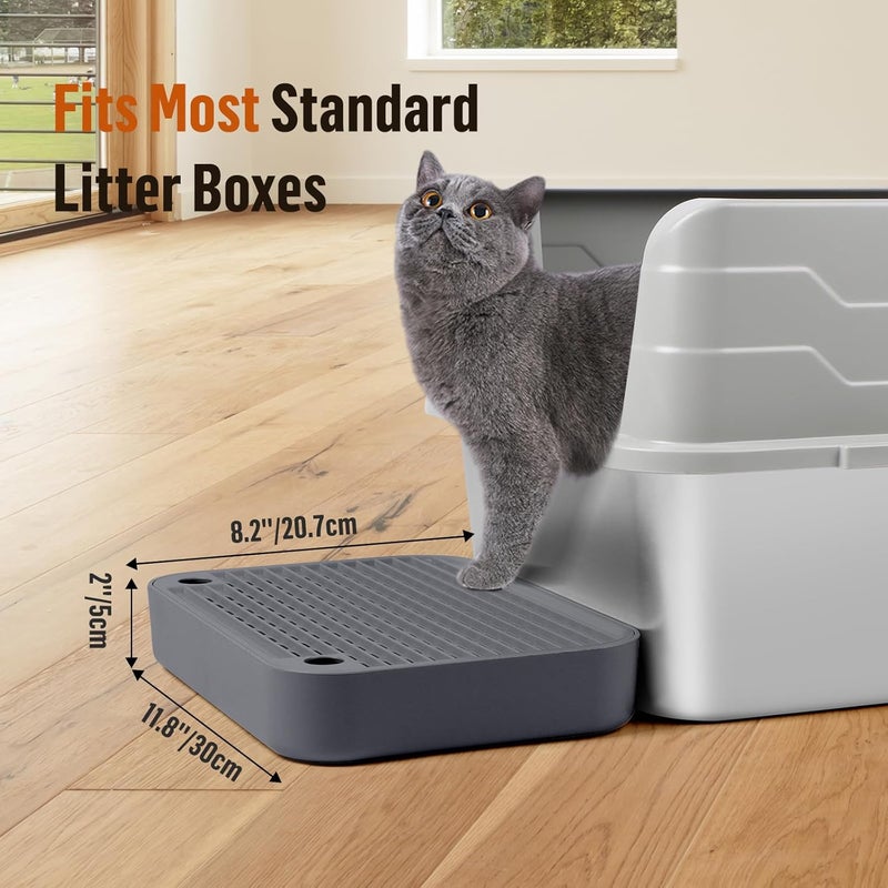 Bartuke Cat Litter Box Ramp Mat with Filter Function, Cat Step Pedal Stool for Self-Cleaning Litter Box, Easy to Clean, Ideal for Kitten & Elderly Cats (Dark Grey) - Image 2